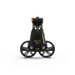 Powakaddy DLX-Lite FF Push Trolley -Golf Pro Deals Store DLX LITE FF GUNMETAL YELLOW FOLDED FRONT 510x510 1