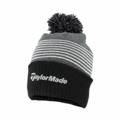 TaylorMade Golf Bobble Beanie Hat -Golf Pro Deals Store N7792201 TM Bobble Beanie Blk Grey White 510x510 2