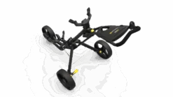 PowaKaddy Twinline 5 Push Golf Trolley -Golf Pro Deals Store TL5 YELLOW MATT BLACK TOP VIEW 510x287 1