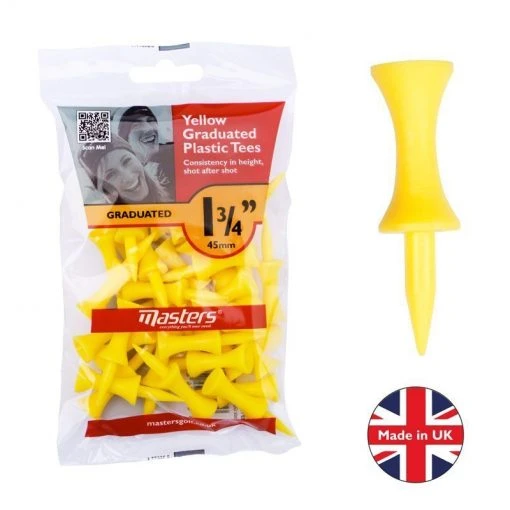 Masters Plastic Graduated Tees 1 3/4 Bag 30 Yellow 1 Masters Plastic Graduated Tees 1 3/4 Bag 30 Yellow